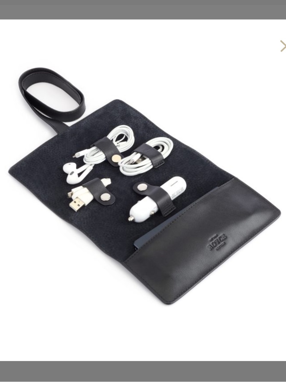 ROYCE NY Black Leather Travel Tech Organizer Roll